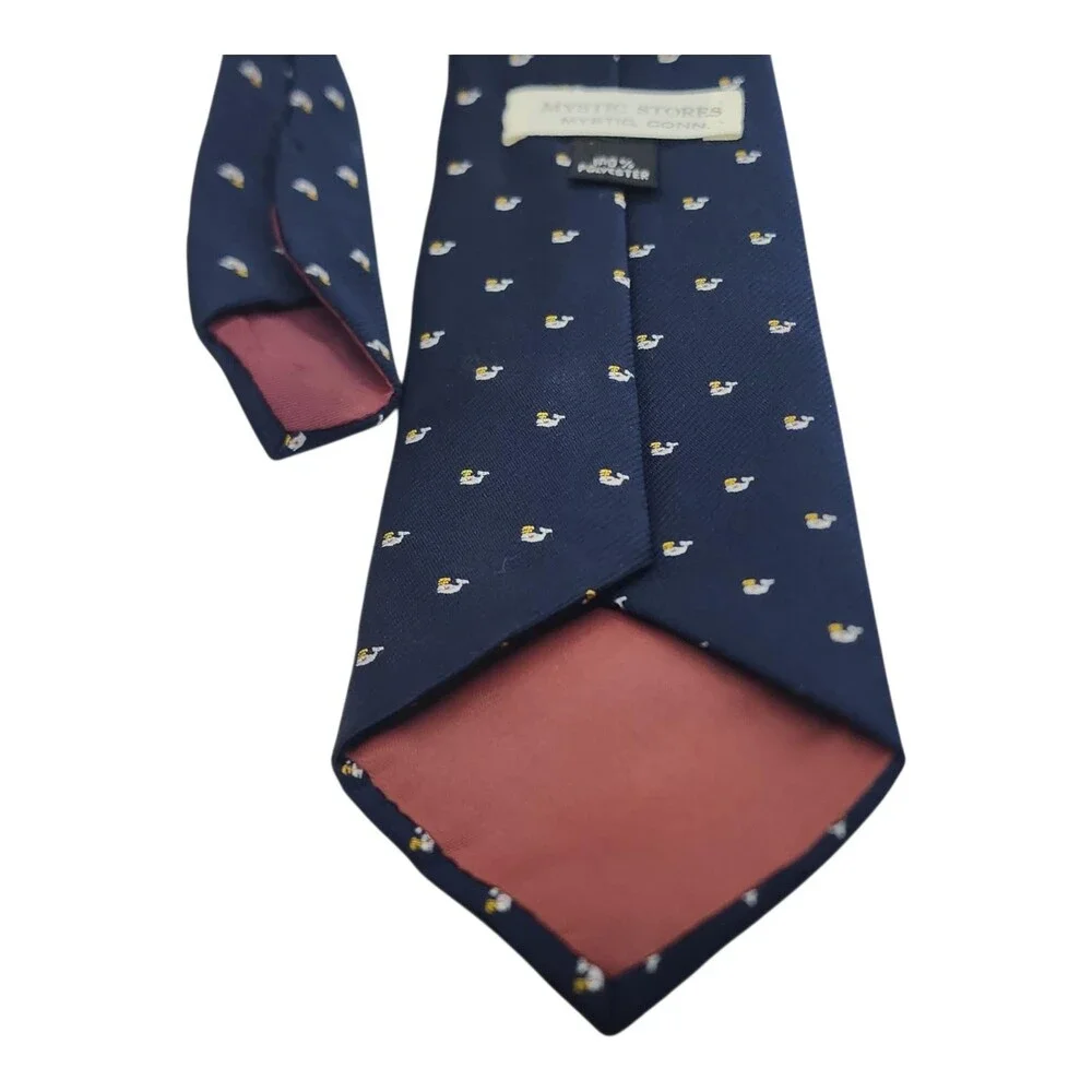 Mystic Stores Tie Mens Blue Duck Print Polyester Novelty Classic Necktie